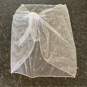 Bridal bachelorette swim cover up sarong and veil with pearls